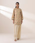 Women's Pret Zari Lawn Beige Embroidered A-Line Shirt